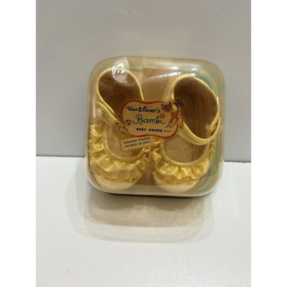 Vintage Walt Disney Bambi‎ Mrs. Day's Ideal Baby Shoes Satin Ribbon Sz 1